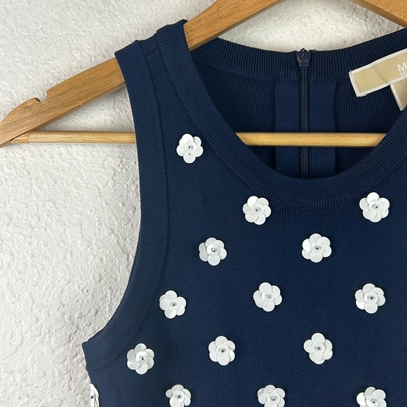 Perfect Michael Kors midi knit sleeveless beaded flower dress XS - Picture 4 of 10